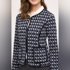 Anthropologie Hei Hei Vala Quilted Checkered Blazer Jacket Blue Size Large